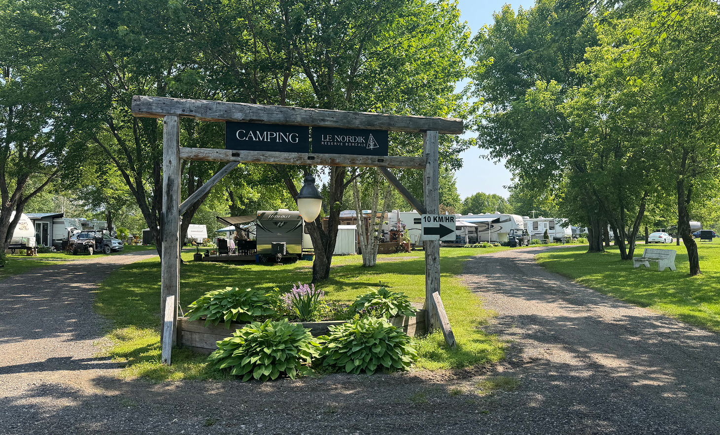 The campground at Le Nordik Réserve Boréale in Bégin