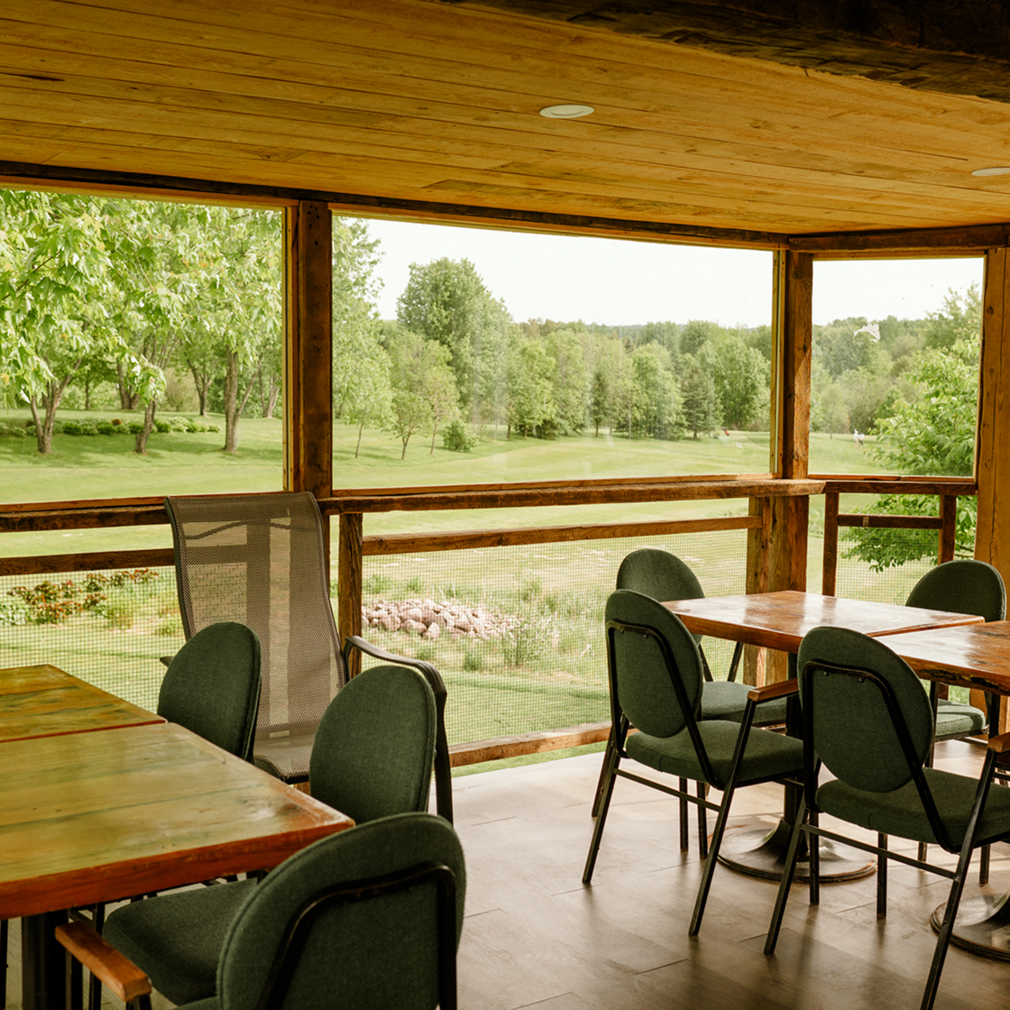 The clubhouse room with a view over the golf course