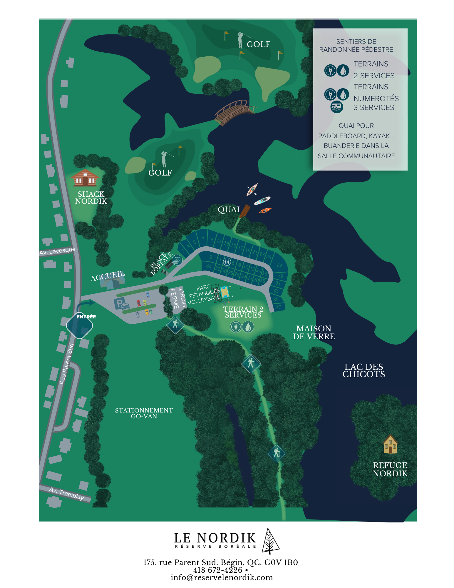 Map of the campground at Le Nordik Réserve Boréale